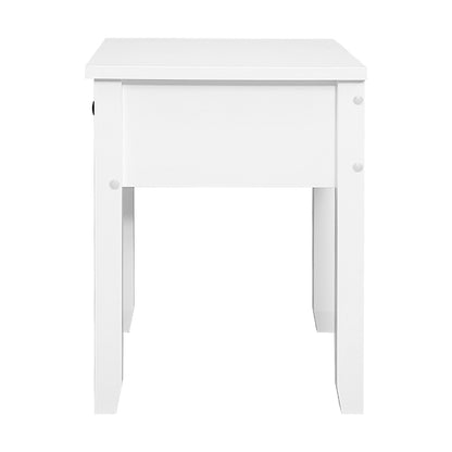 Bedside Table 1 Drawer - Bow White