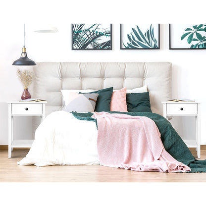 Bedside Table 1 Drawer With Shelf - Bowie White