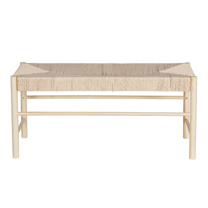 Dining Bench Paper Rope Seat Wooden Chair 100Cm