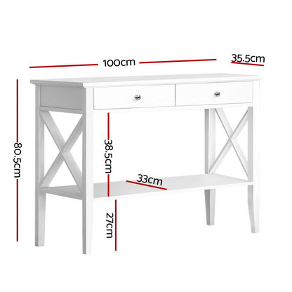 Console Table 2 Drawers 100Cm White Chole