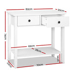 Console Table 2 Drawers 80Cm White Chole