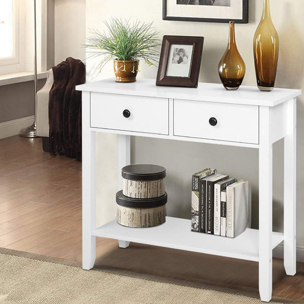 Console Table 2 Drawers 80Cm White Chole