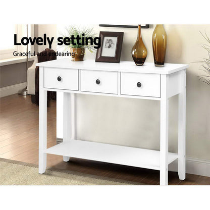Console Table 3 Drawers 100Cm White Chole