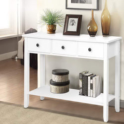 Console Table 3 Drawers 100Cm White Chole