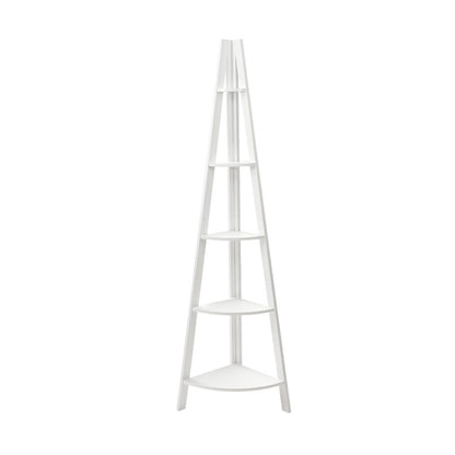 Bookshelf Corner Shelf 5 Tiers - Cane White