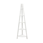 Bookshelf Corner Shelf 5 Tiers - Cane White