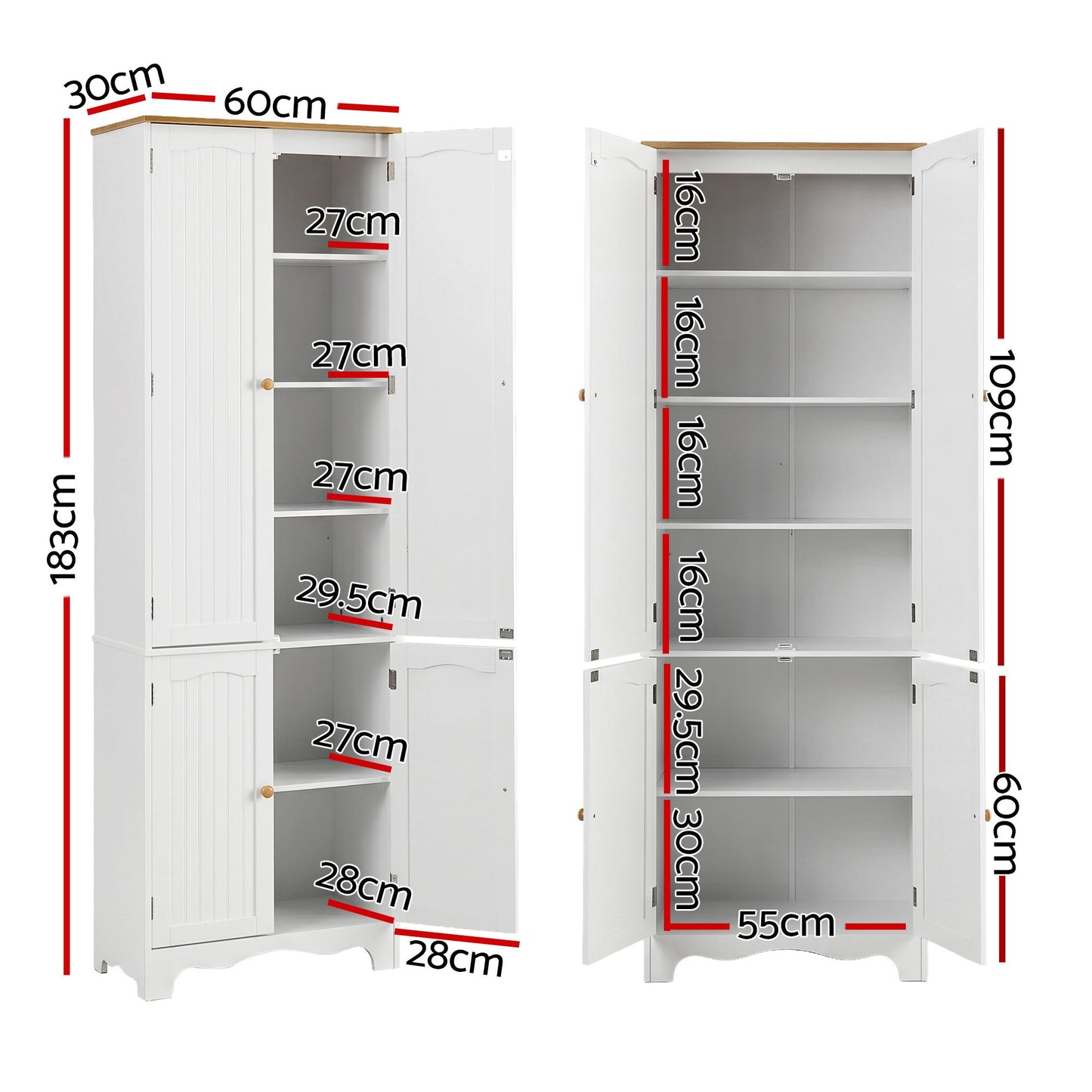 Tall Pantry Cabinet 6-Tier Set of 2 | HomeAndLiving - 3