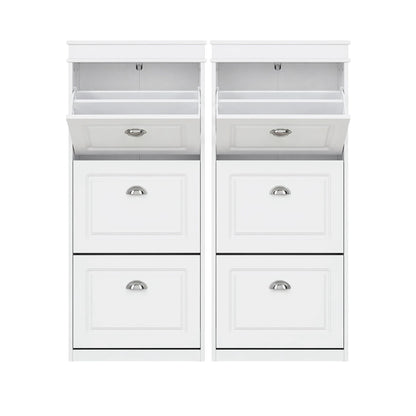 Shoe Cabinet 3 Flip Drawer White Set of 2 | HomeAndLiving - 2