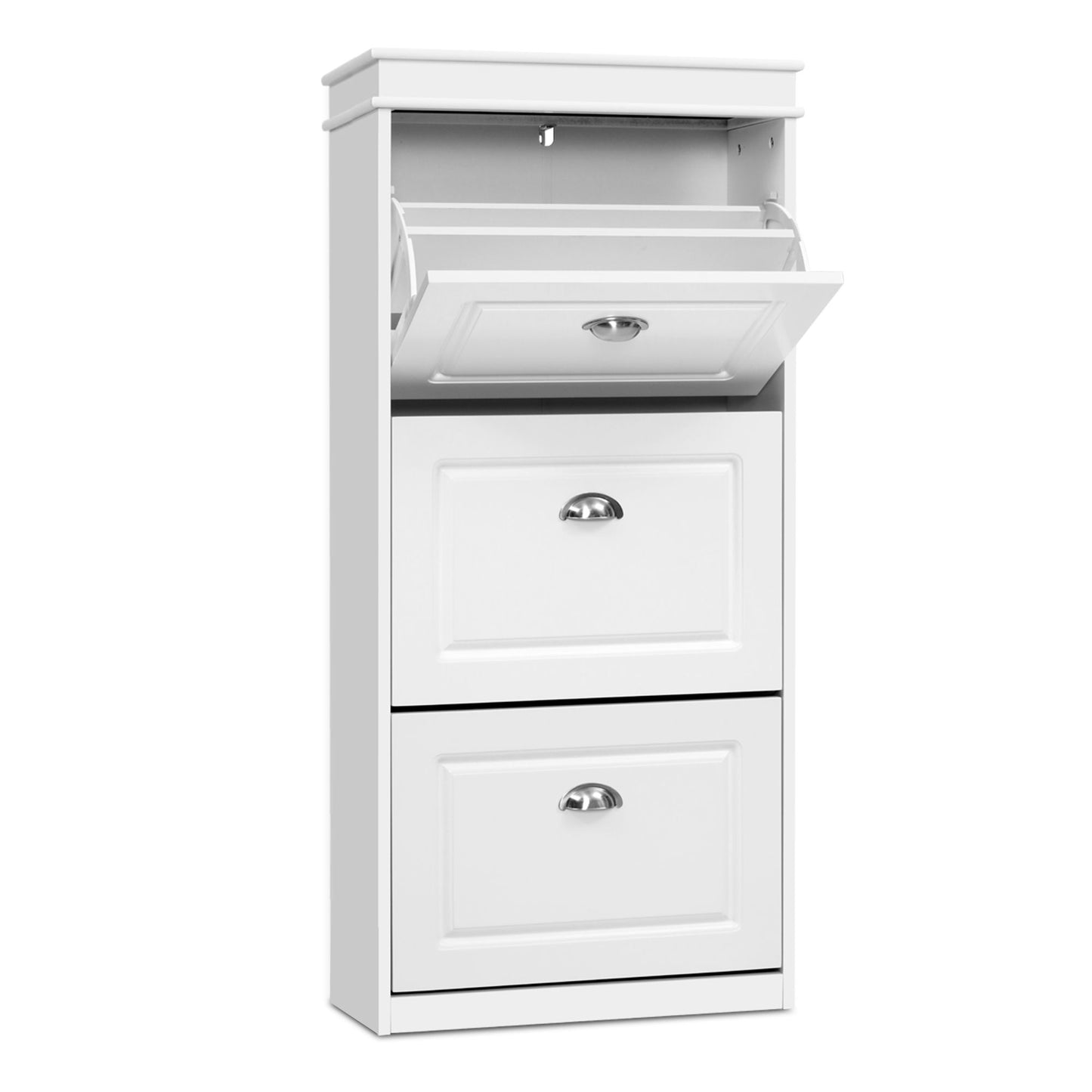Shoe Cabinet 3 Flip Drawer White Set of 2 | HomeAndLiving - 5
