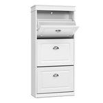 Shoe Cabinet 3 Flip Drawer White Set of 2 | HomeAndLiving