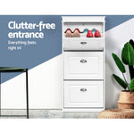 Shoe Cabinet 3 Flip Drawer White Set of 2 | HomeAndLiving