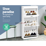 Shoe Cabinet 3 Flip Drawer White Set of 2 | HomeAndLiving