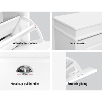 Shoe Cabinet 3 Flip Drawer White Set of 2 | HomeAndLiving - 9
