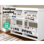 Shoe Cabinet Storage Rack Organiser White Shelf Drawer Cupboard 24 Pairs