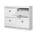 Sleek Shoe Rack Cabinet - 24 Pairs White
