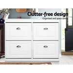 Sleek Shoe Rack Cabinet - 24 Pairs White