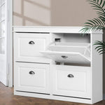 Sleek Shoe Rack Cabinet - 24 Pairs White