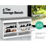 Shoe Bench Set Flip Drawer Storage White | HomeAndLiving