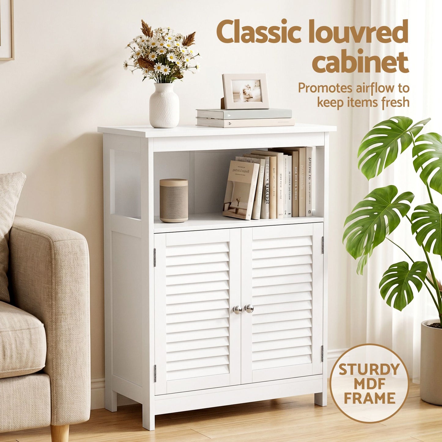 Buffet Sideboard Cabinet Set of 2 White | HomeAndLiving - 7