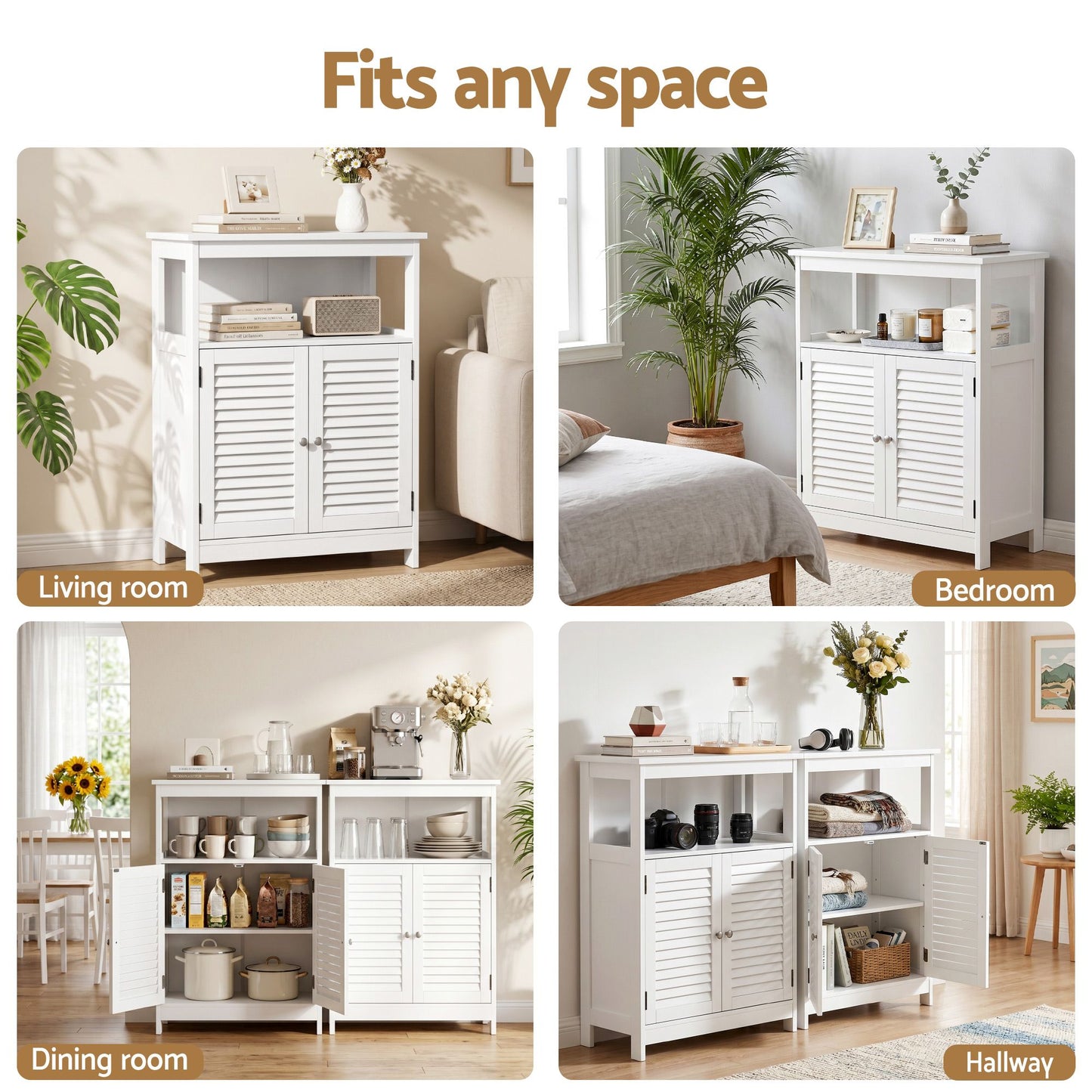 Buffet Sideboard Cabinet Set of 2 White | HomeAndLiving - 9