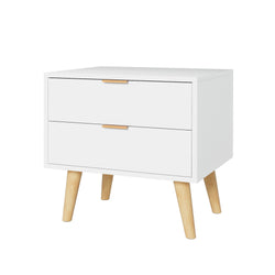 Bedside Table 2 Drawers - White