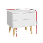 Bedside Table 2 Drawers - White