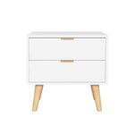 Bedside Table 2 Drawers - White