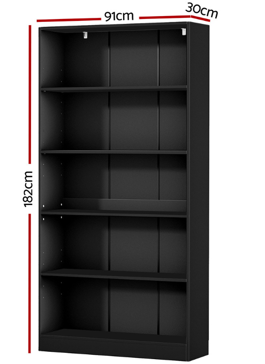 Artiss Bookshelf 5 Tiers ANTON Black
