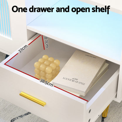 Sleek LED Coffee Table with Storage Drawer