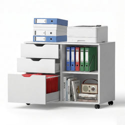3 Drawer Mobile Filing Cabinet Printer Stand White | HomeAndLiving