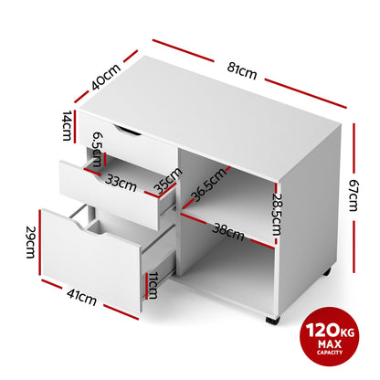 3 Drawer Mobile Filing Cabinet Printer Stand White | HomeAndLiving