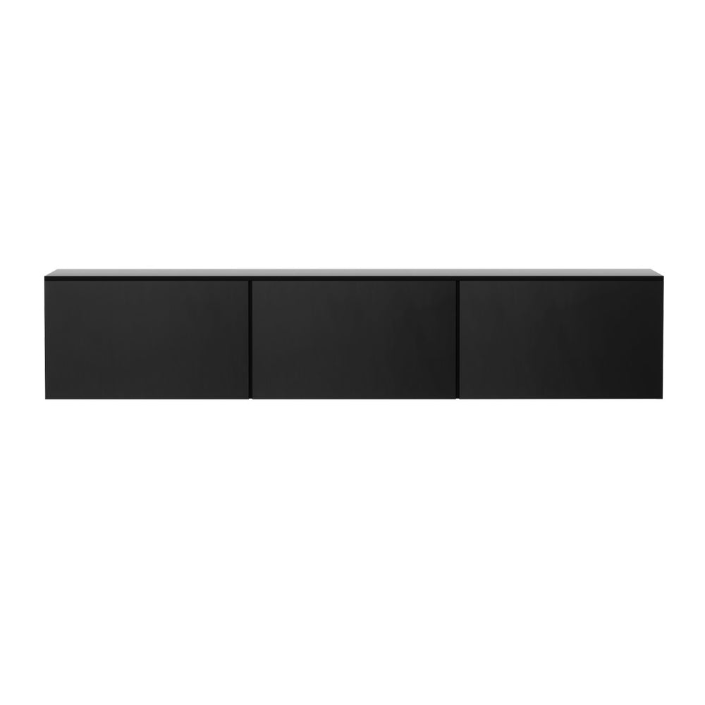 Floating Entertainment Unit Tv Cabinet High Glossy Black 3 Cabinets 200Cm