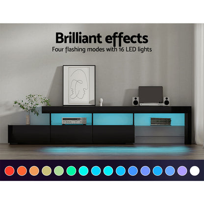 Entertainment Unit Tv Cabinet Led 215Cm Black Caya