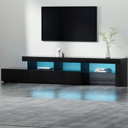 Entertainment Unit Tv Cabinet Led 215Cm Black Caya