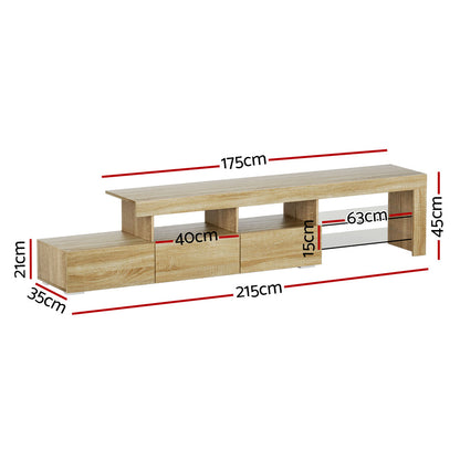 Entertainment Unit Tv Cabinet Led 215Cm Pine Caya