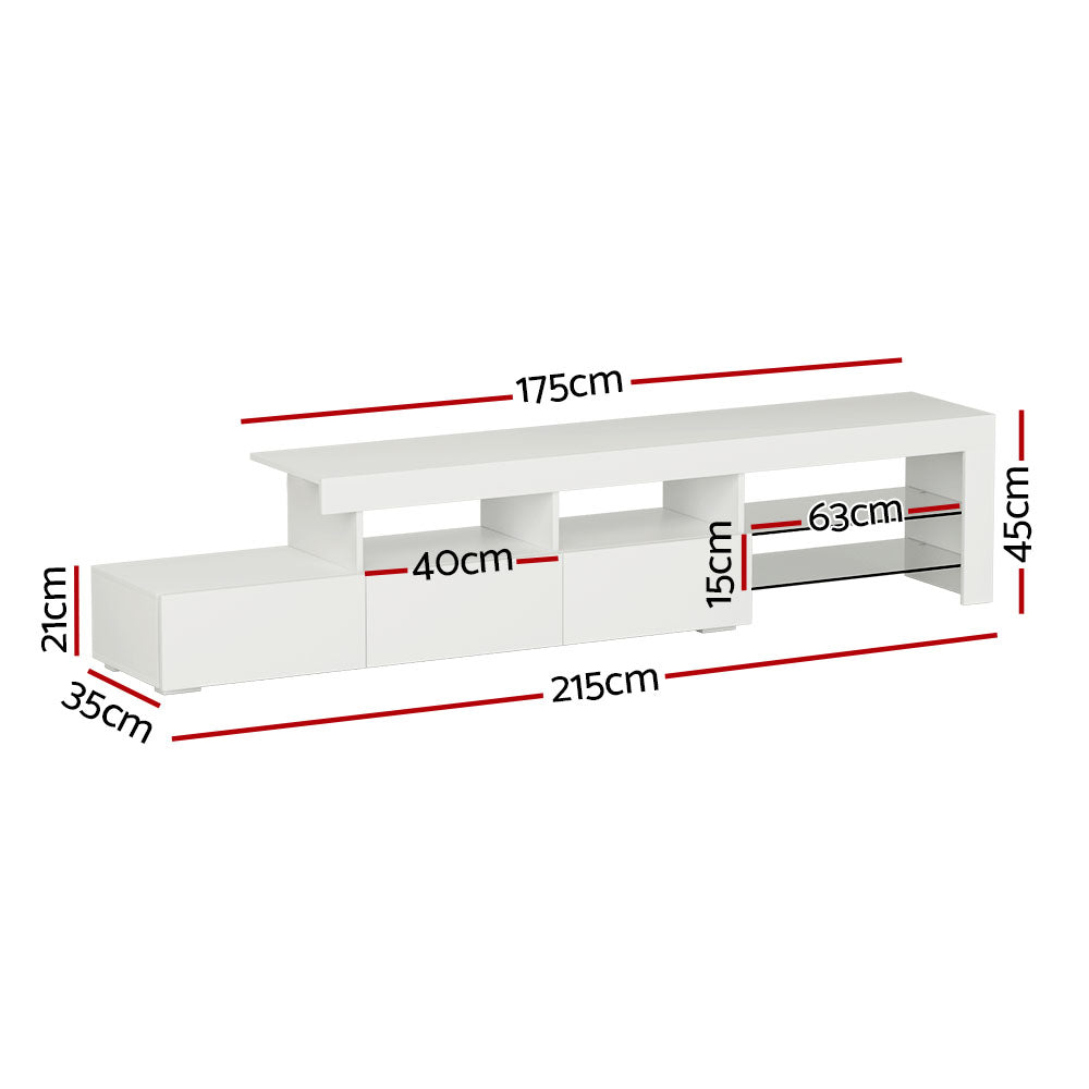 Entertainment Unit Tv Cabinet Led 215Cm White Caya