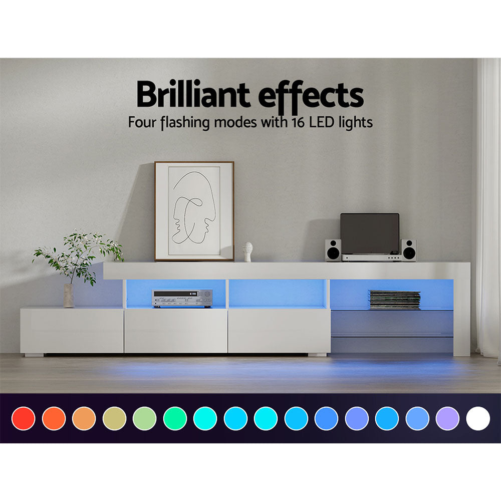 Entertainment Unit Tv Cabinet Led 215Cm White Caya