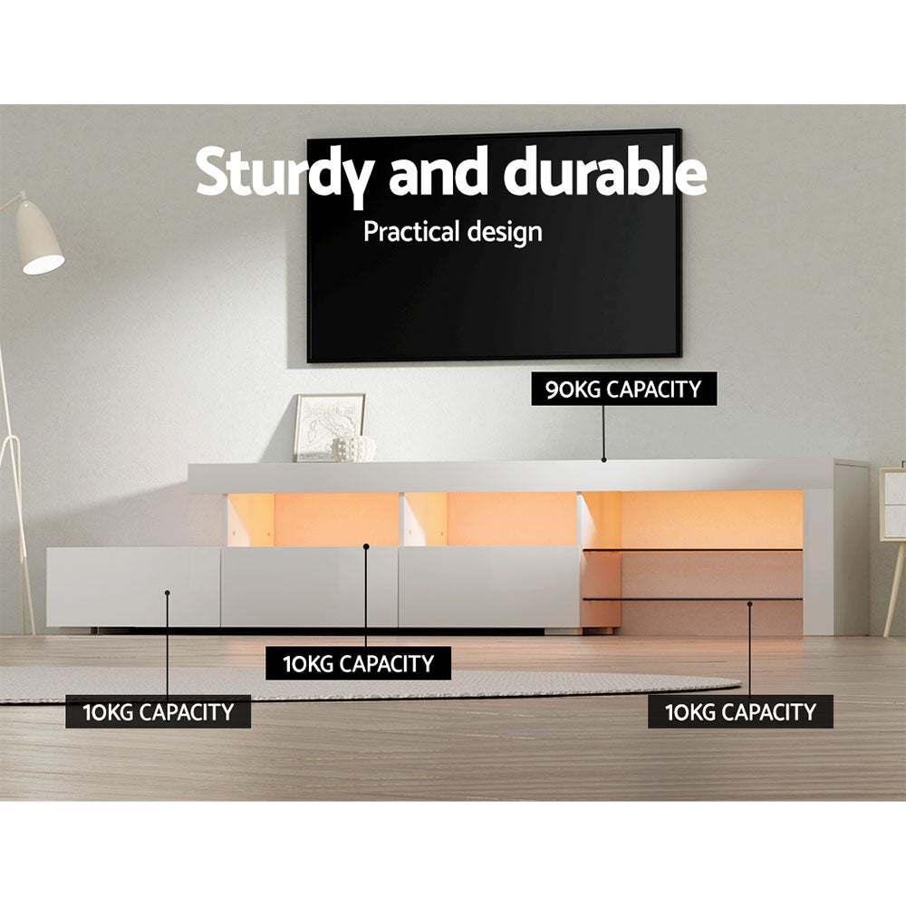 Entertainment Unit Tv Cabinet Led 215Cm White Caya