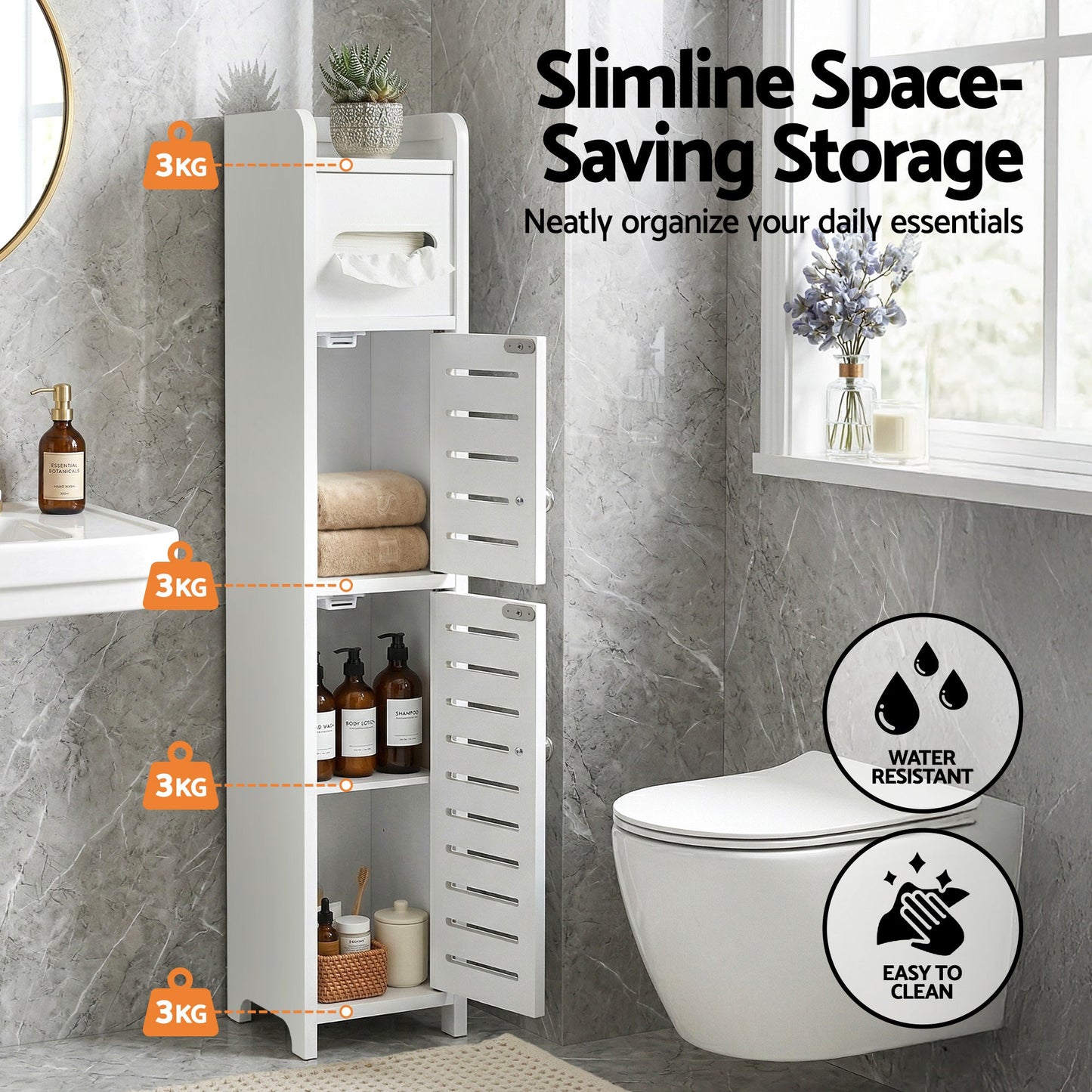 Bathroom Storage Cabinet 3-Tier Toilet Paper Holder 2x | Home & Living