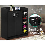 Shoe Cabinet 2 Doors Storage Cupboard - Black