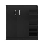 Sleek Black Shoe Rack Cabinet - 21 Pairs