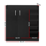 Sleek Black Shoe Rack Cabinet - 21 Pairs
