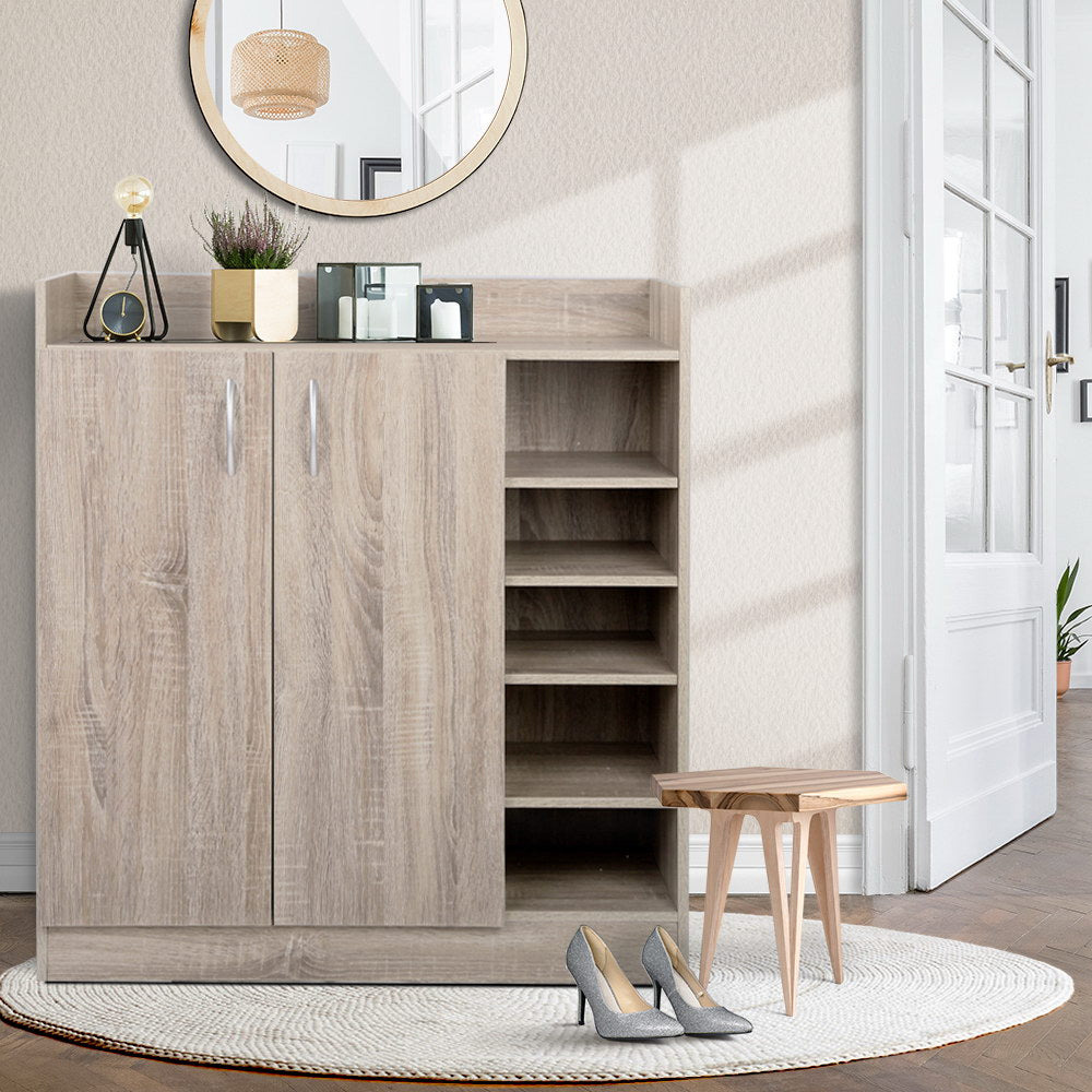 Adjustable Pine Shoe Rack Cabinet - 21 Pairs