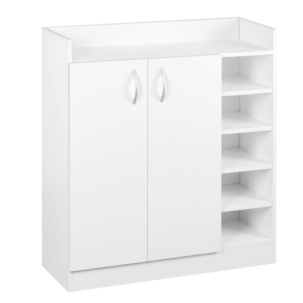 Shoe Storage Cabinet Adjustable Shelves 21 Pairs - White