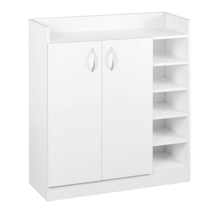 Shoe Storage Cabinet Adjustable Shelves 21 Pairs - White