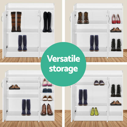 Shoe Storage Cabinet Adjustable Shelves 21 Pairs - White