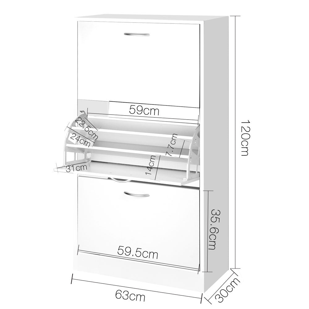 Adjustable White Shoe Rack Cabinet - 36 Pairs
