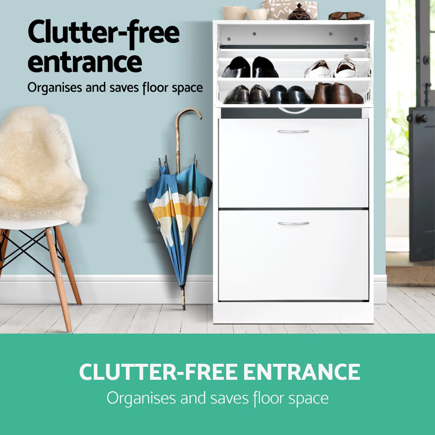 Adjustable White Shoe Rack Cabinet - 36 Pairs