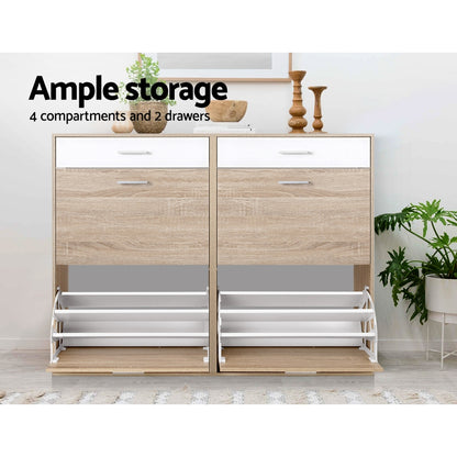 Heavy-Duty Shoe Rack Cabinet - 36 Pairs Pine