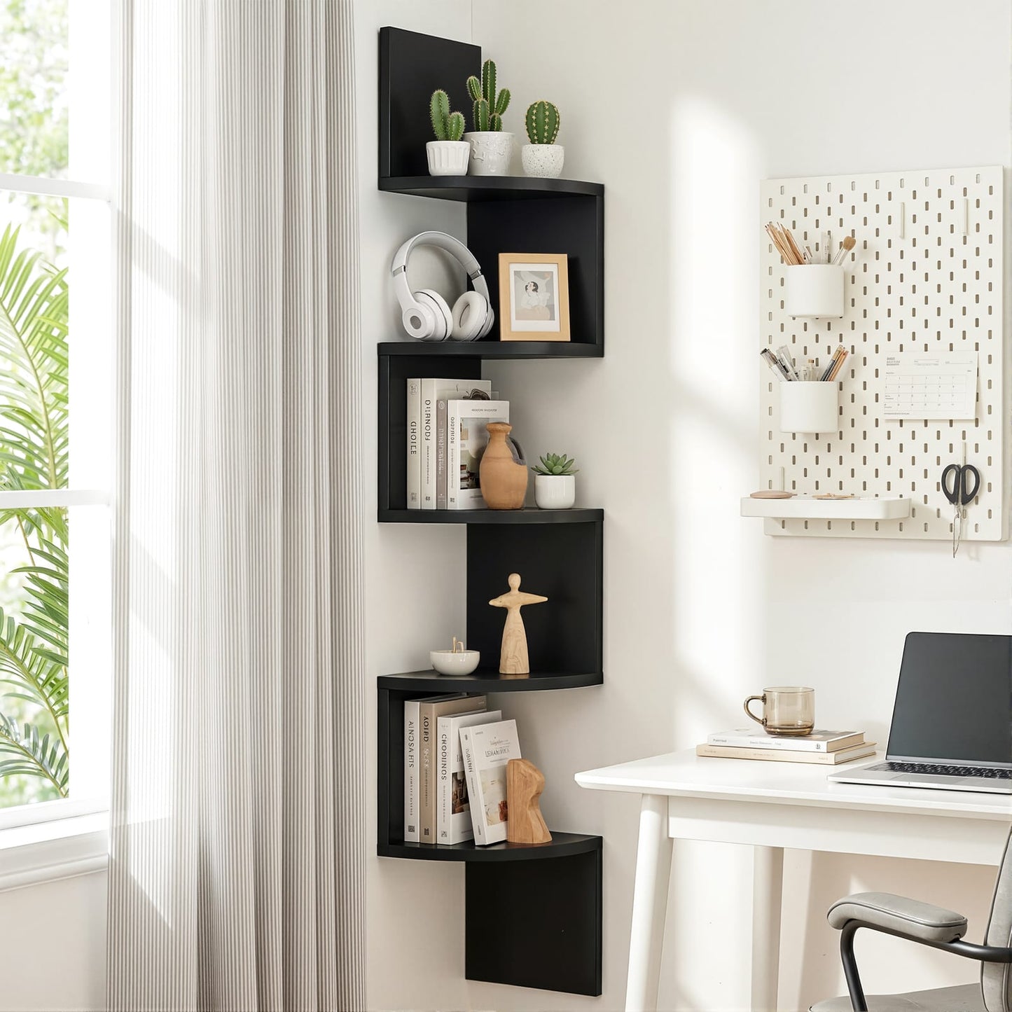 Corner Shelf 5 Tier Black 19x19x123cm